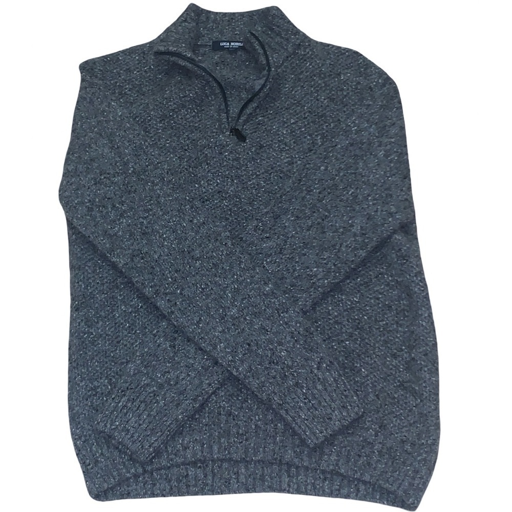 Vintage Luca Nobili Men's Gray Italy Wool Long Sleeve 1/4 Quarter Zip Knit L